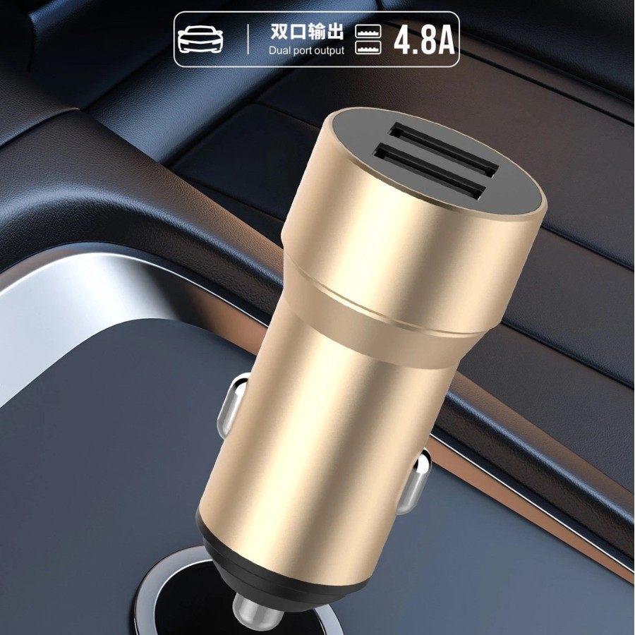 Car Charger USB One to Two Aluminum Alloy Mini Car Charger Cigarette Lighter Car Mobile Phone Charging Head Fast Charging