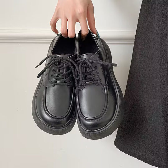 Women's thick-soled shoes British style leather shoes spring new design versatile big head retro Spring cross-border wholesale