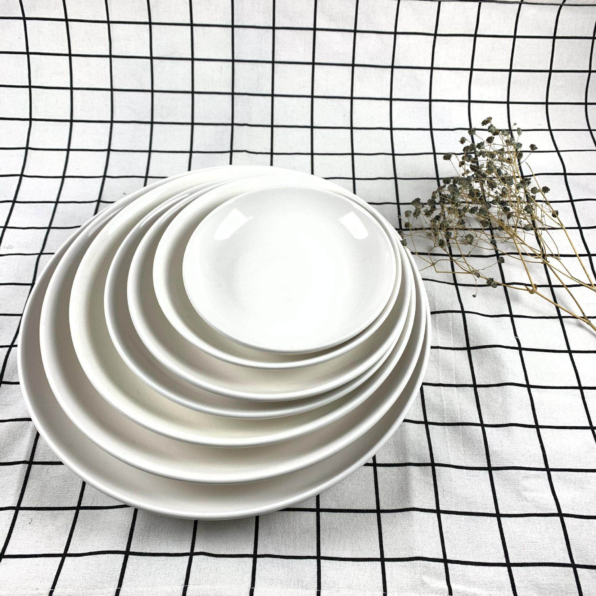 Factory direct hotel department store wholesale household pure white ceramic fruit plate 6 inch fruit plate 8 inch rice plate 10 inch fruit plate