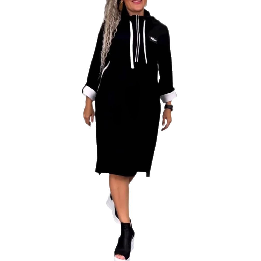 High Neck Long Sleeve Dress Casual Style Autumn Winter Collection Comfortable Fabric Wholesale Available