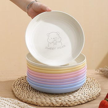 Plastic plate household dish breakfast plate commercial stir-fry flat plate round hot pot side dish plate fruit plate wholesale