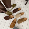 Genuine Leather Cow Suede Birkenstock Retro 2023 Autum New Flats Soft Sole Versatile One-Leg Toe Half Slippers