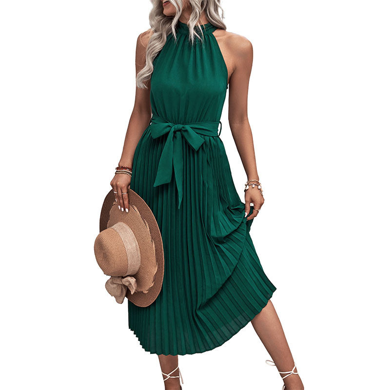 Summer Fashion Womens Solid Color Halter Dress Minimalist Style Elegant Fit Perfect for Casual Occasions Wholesale