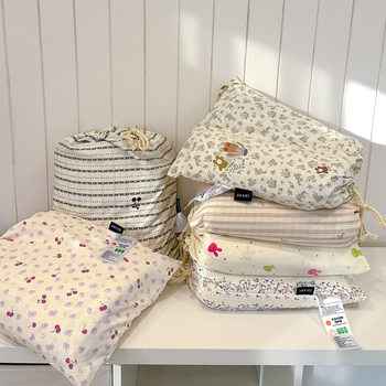 Korean Small Bag Four-Piece Set Ancient Twill Washed Cotton Thickeneded Floral Quilt Cover Yunrou Cotton Set Bedding