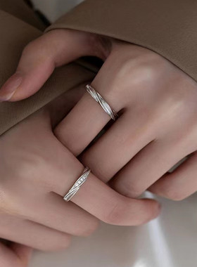 YIN银次元925纯银莫比乌斯情侣对戒时尚个性小众设计素圈戒指男女