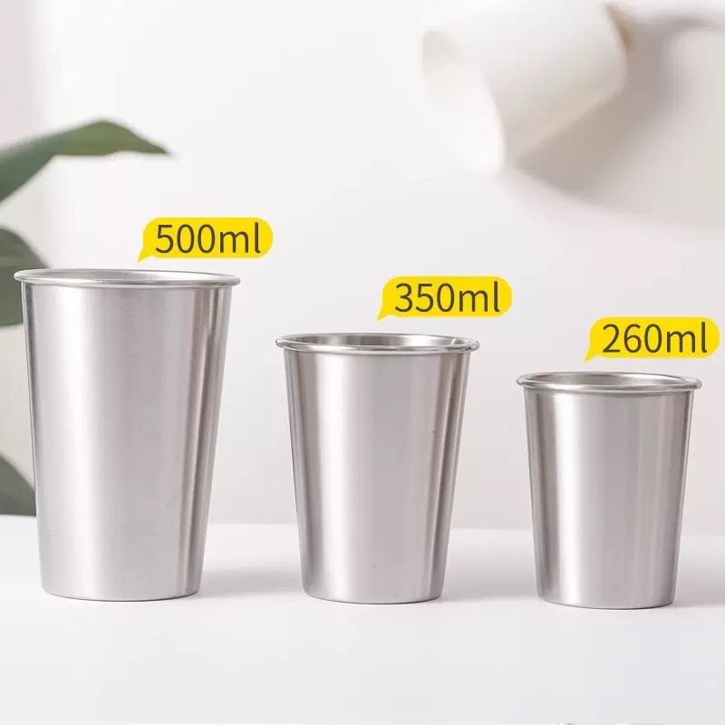 Xiaomi's Same 304 Stainless Steel Direct Drinking Cup, Anti-Fall Camping Style Single-Layer Rolled Edge Beer Cup, Outdoor Stacking Cold Drink Cup