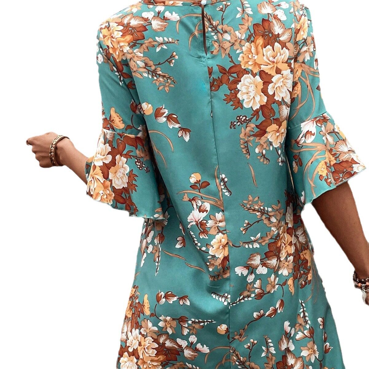 Casual Floral Print Dress for Women Slim Fit Short Sleeve Comfortable Fabric Perfect for Spring Summer Ready to Ship