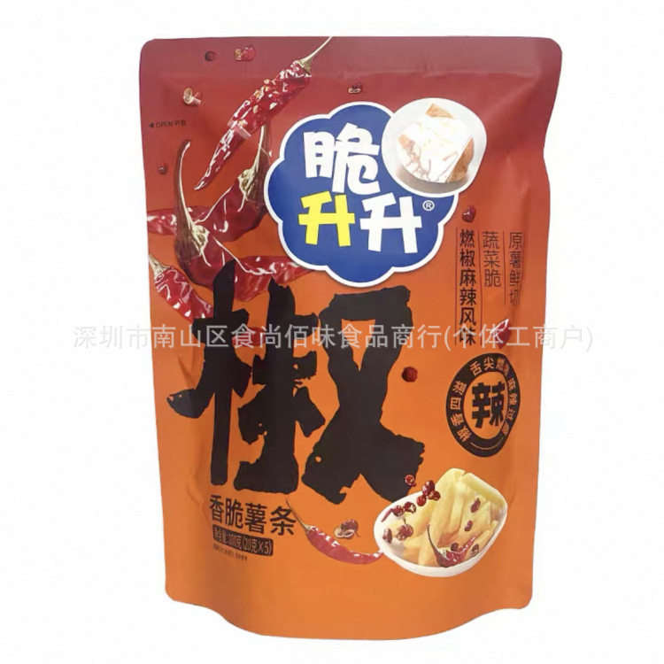Wholesale Crispy Spicy Potato Chips with Vine Pepper Flavor, Crispy Potato Sticks, Casual Snacks, 100g, 20 Packs Per Box