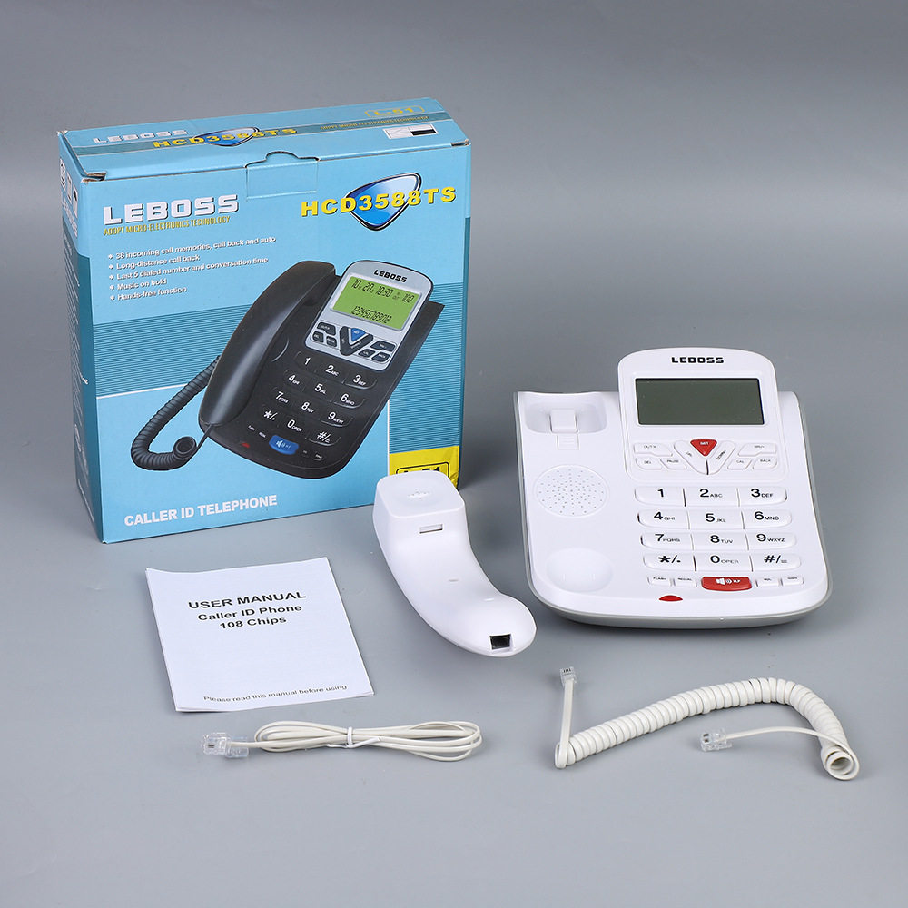 LEBOSS L-51商务办公来电显示英文电话机 黑色酒店有线座机跨境