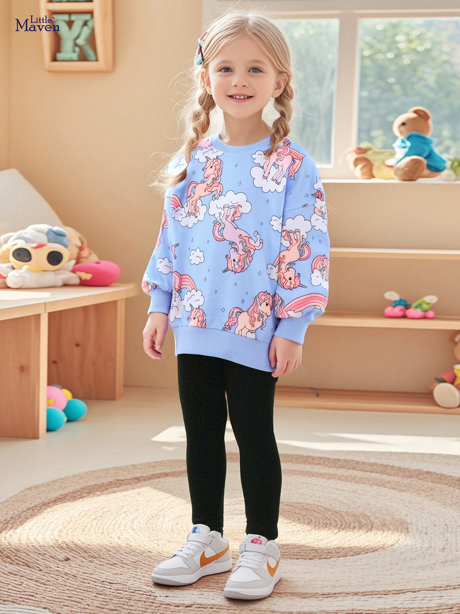 Girls' Autumn Cartoon Set, Cute Baby Girl Two-Piece Outfit