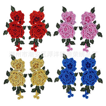 Clothing Accessories Embroidery Ethnic Style Lace Three-Dimensional diy Organza Sticks Dress Hot Melt High Density Flower