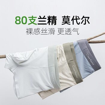 Men's Underwear 80 Count Lenzing Modal Underwear Men's Summer Thin Breathable 7A Antibacterial Seamless Boxer Briefs Wholesale