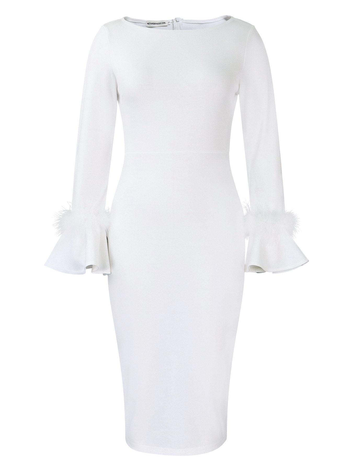Fashionable Solid Color Bodycon Dress with Flared Sleeves Womens Winter Collection Office Wear Wholesale Available