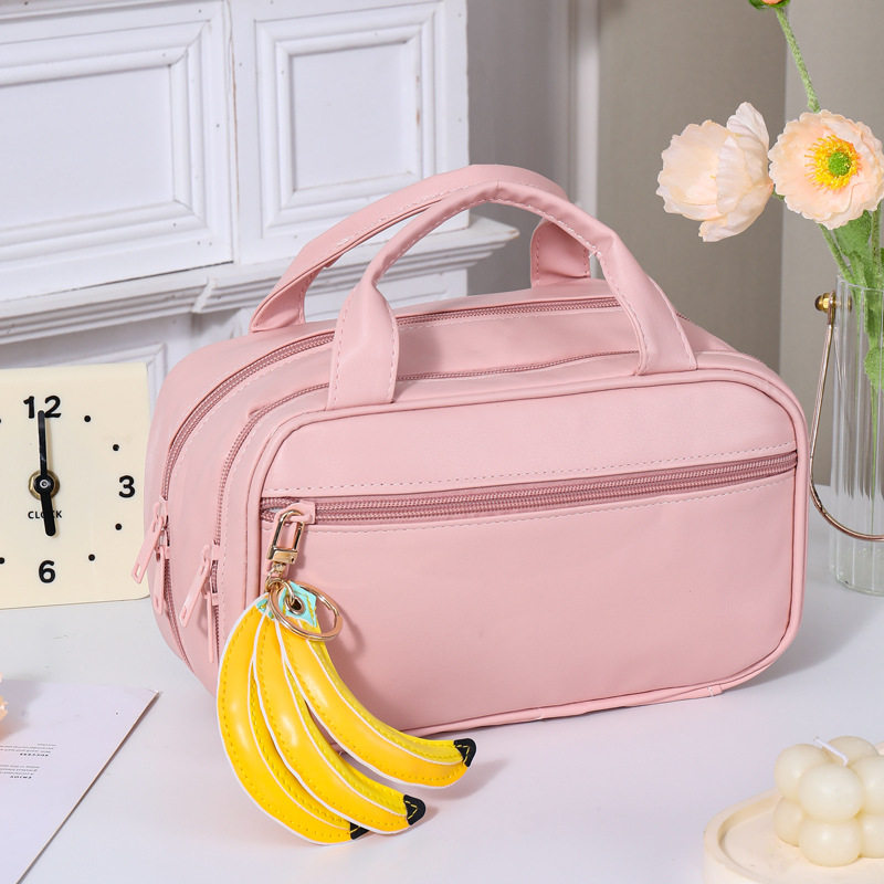 Portable Pu Cosmetic Bag for Business Trips, Large Capacity, Fashionable and Simple Toiletry Bag, Multifunctional Portable Waterproof Cosmetics Bag