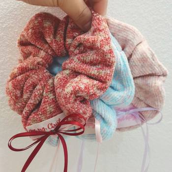 Short Velvet Bow Striped Large Intestine Hair Ring Women's High Elastic Ball Head Rubber Band Hair Rope Ponytail Hair Rope Hair Accessories