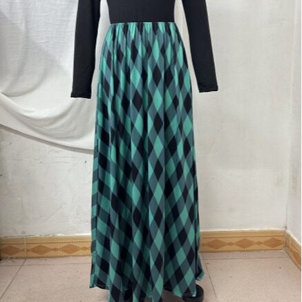 Women's Printed Casual Crew Neck Long-Sleeve Dresses