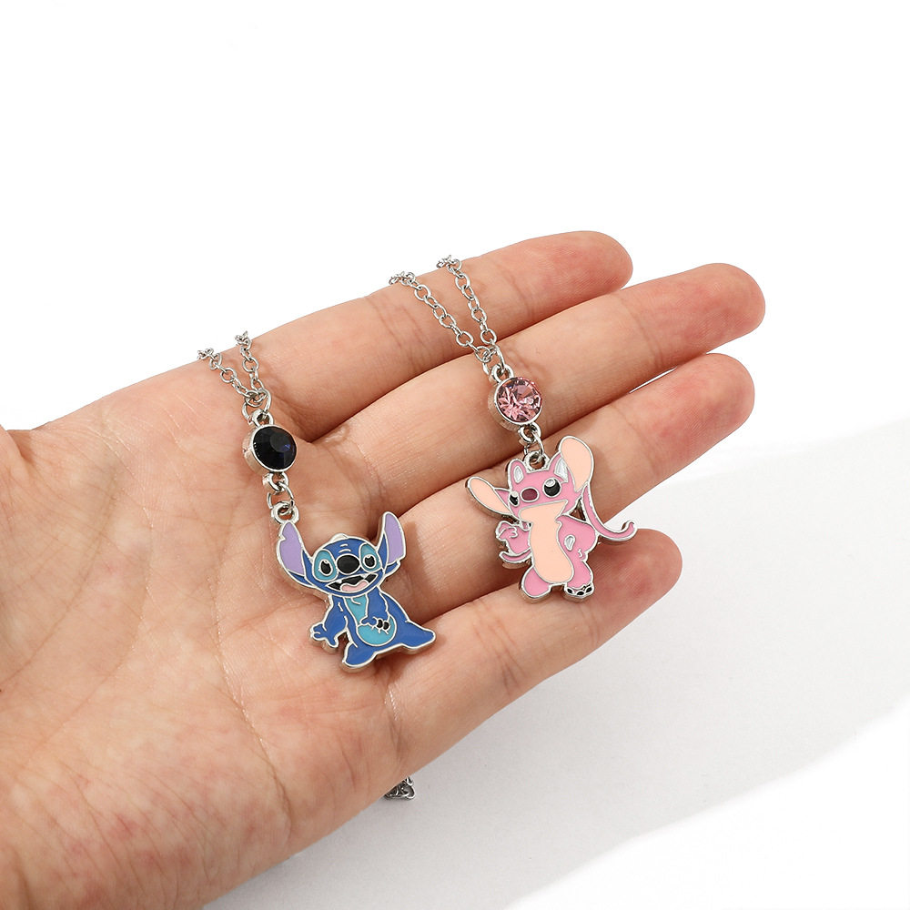 Cartoon Jewelry Stitch Angel Couple Necklace Women's All-match Fashion Collarbone Chain Hip-hop Style Men's Pendant