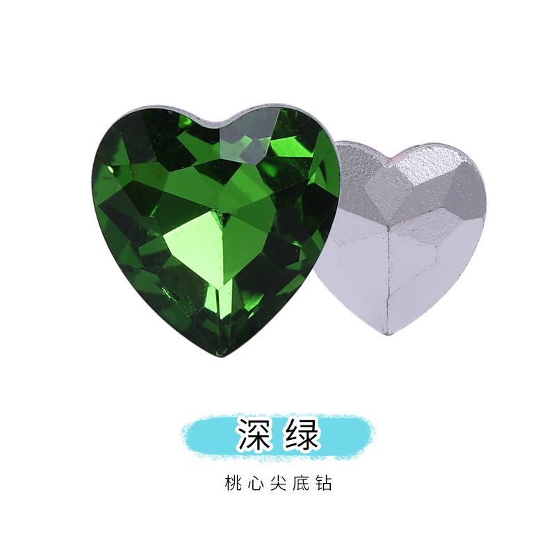 网红爆款尖底桃心钻水晶玻璃钻手机贴钻服装发带配件饰品钻爱心钻