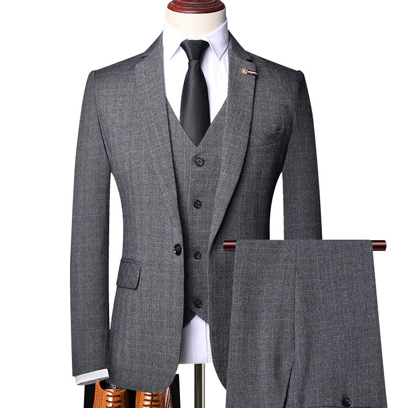 Bộ Vest Nam 3 Món Phong Cách Hàn Quốc Dáng Ôm Lịch Lãm Màu Xám