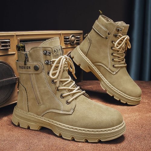 2025高帮男鞋秋季户外登山劳保鞋子工装靴马丁靴机车运动潮鞋 - 图1
