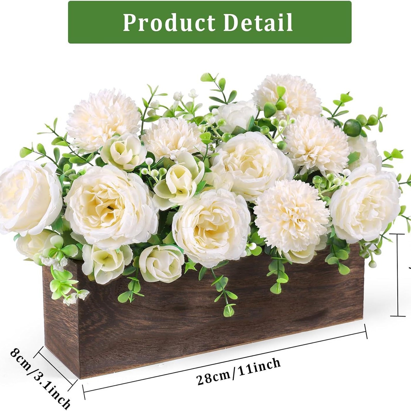Wooden Succulent Storage Box Wooden Flower Pot Rectangular Dried Flower Storage Wooden Box Ornaments Desktop Decorative Flower Pot