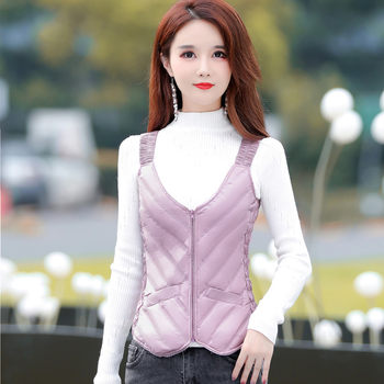 High-End down Vest for Women, Short, Lightweight, Slim and Warm Inner Liner, White Duck Down, Close-Fitting Camisole Vest