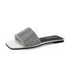 Crystal Bright Diamond One-Word Sequined Flats Slippers 2023 Spring and Summer Casual Home and Outdoor Wear Fashionable Wear-Resistant Women's Shoes Summer
