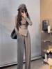 Spring New Casual Suit Women's Slim Fit Asymmetrical Long-Sleeved T-Shirt High-Waist Draped Wide-Leg Pants Two-Piece Set