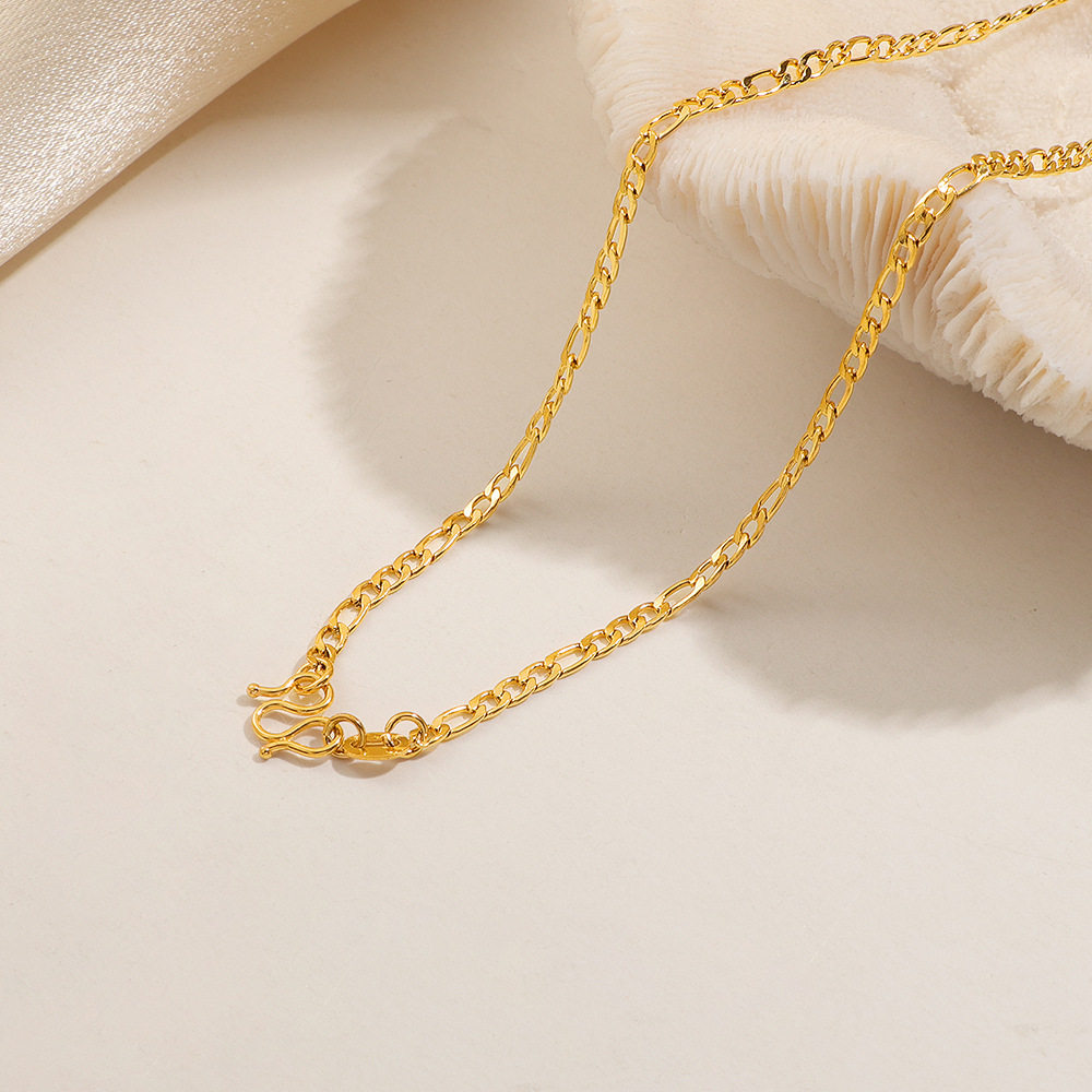 钛钢不掉色M扣蛇骨链2024新款项链女简约颈链百搭通勤素链锁骨链