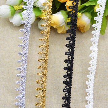 Special lace with gold and silver flower curved edge three flower lace car line lace hook lace lace P120