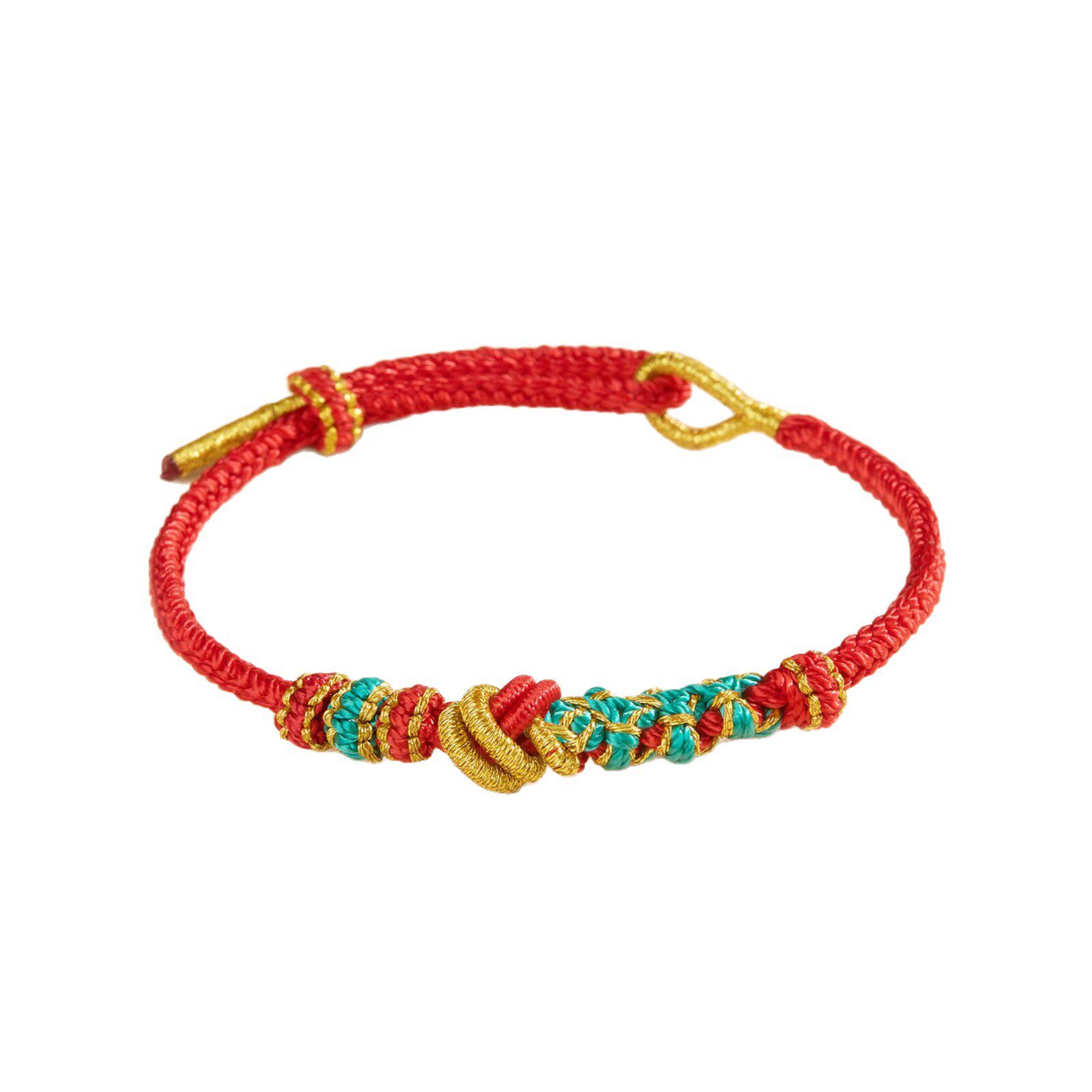 Beaded Dimple Knot Semi-Finished Bracelet, Wearable Gold Hand-Woven Eight-Strand Braided Red Rope Bracelet, New Hand Jewelry