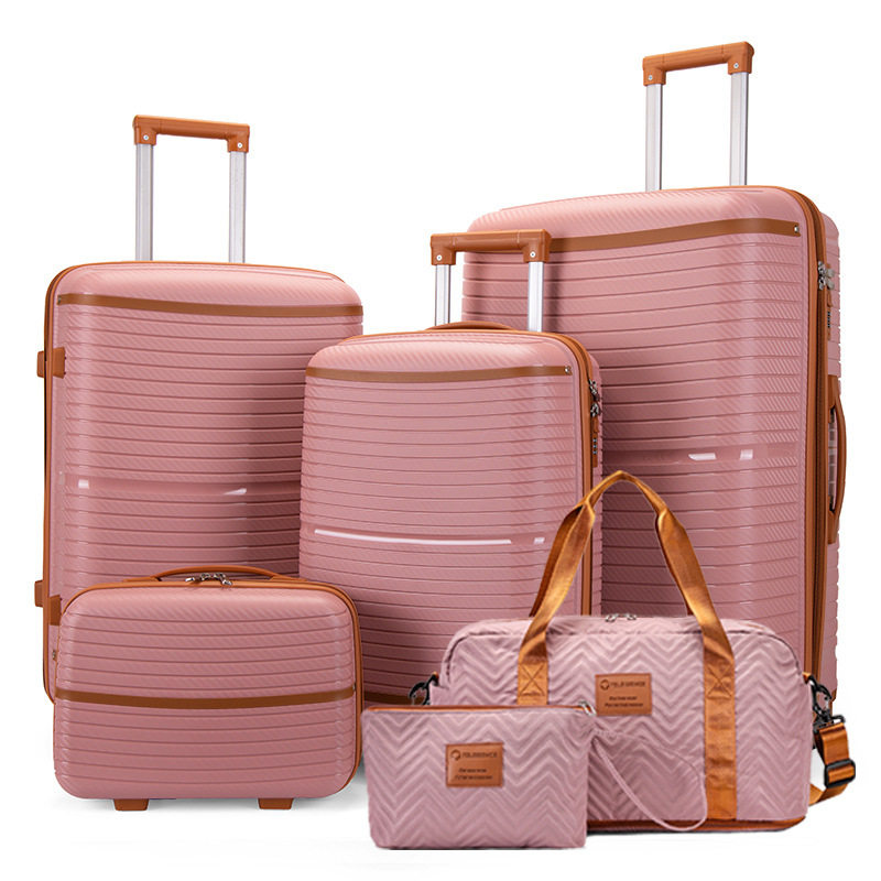 Six-piece set of PP trolley case with explosion-proof zipper and universal wheels suitcase suitcase storage box set boarding case