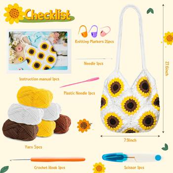 Cross-border new wool handmade woven bag hat DIY handmade crochet wool bag material bag