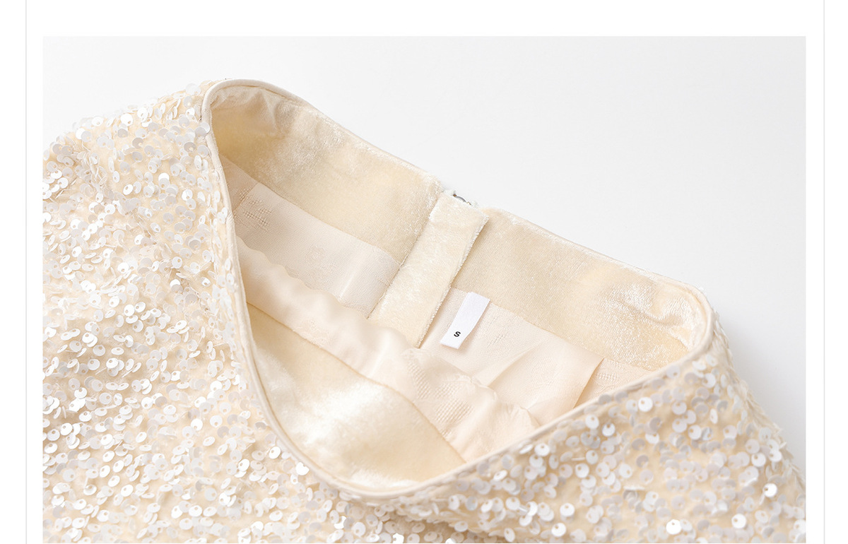 Chân váy dài lưng cao dáng chữ A phối sequin lấp lánh — Màu mơ