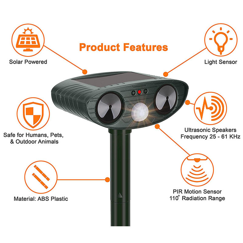 Cross-border Solar Energy Animal Repellent Ultrasonic Dog Cat Repellent Mouse Repellent Infrared Insect Repellent Bird Repellent