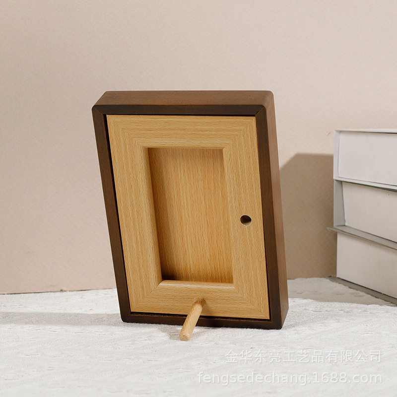 Solid wood mortise black walnut rounded photo frame decoration 6 7 8 10 inch couple photo frame wall hanging factory wholesale