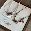 Vintage Brown Camera Pearl Necklace Women's Light Luxury Niche Design All-match Unique Distinctive Long Chain Woolen Chain Accessories