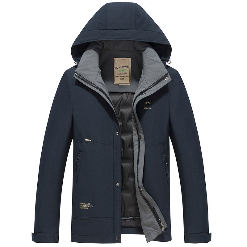 Hengyuanxiang 90 White Goose Down Hood Liner Removable Jacket Men's New Middle-aged Business Casual Warm Goose Down Clothes