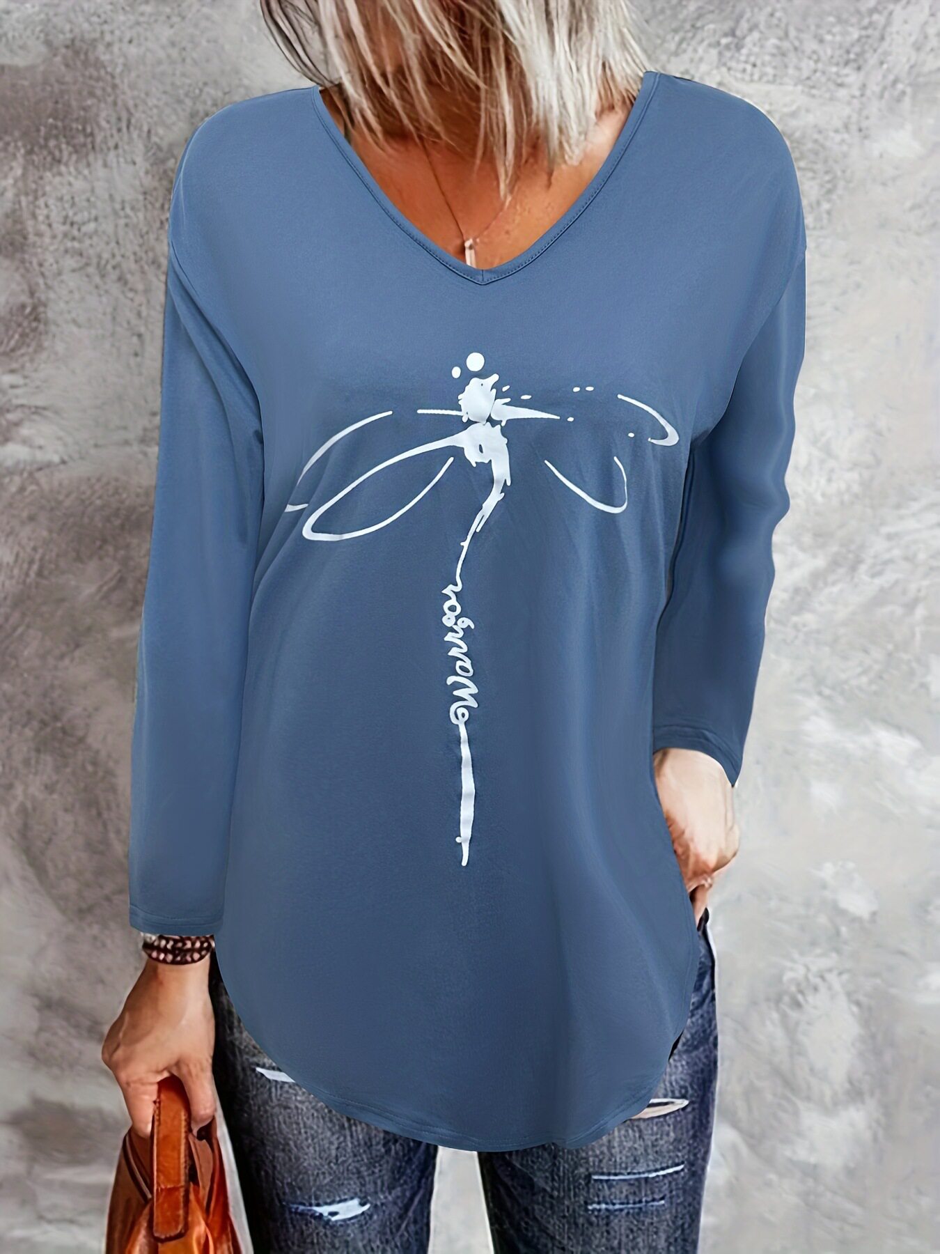 Womens Loose Fit Long Sleeve T Shirt V Neck Bamboo Fabric Summer Style Wholesale Available customizable