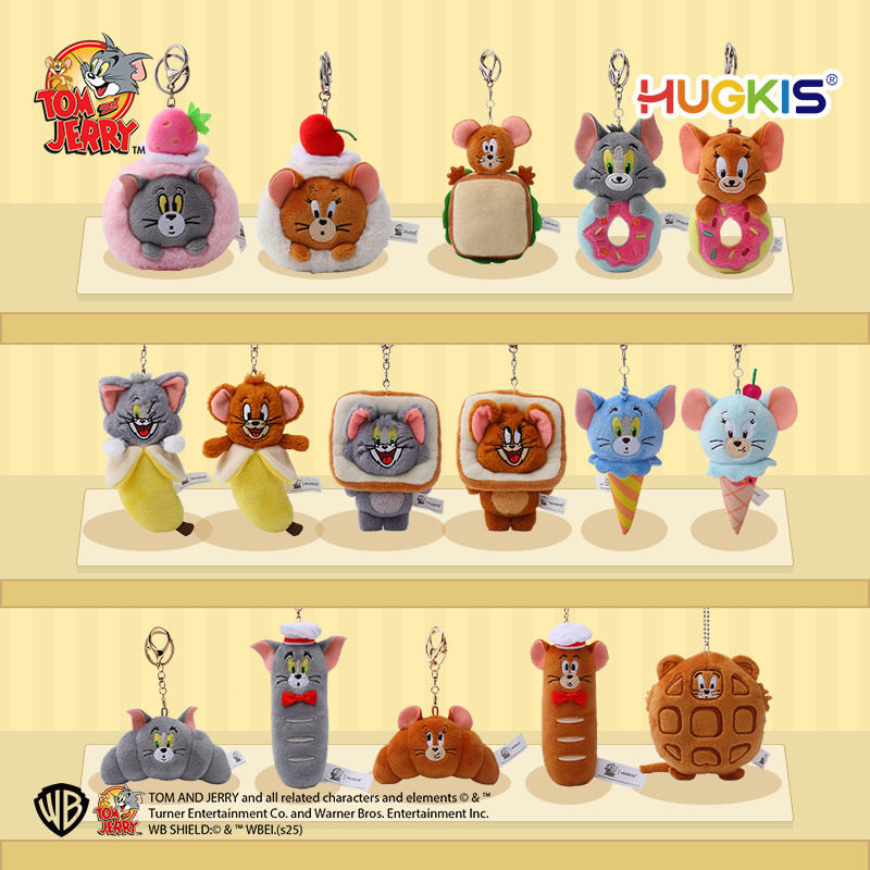 Подлинная игрушка в виде кошки-мышки, плюшевая кукла, подвеска, мультяшный классический кот Том, кукла, брелок, подвеска для рюкзака Изображение 1