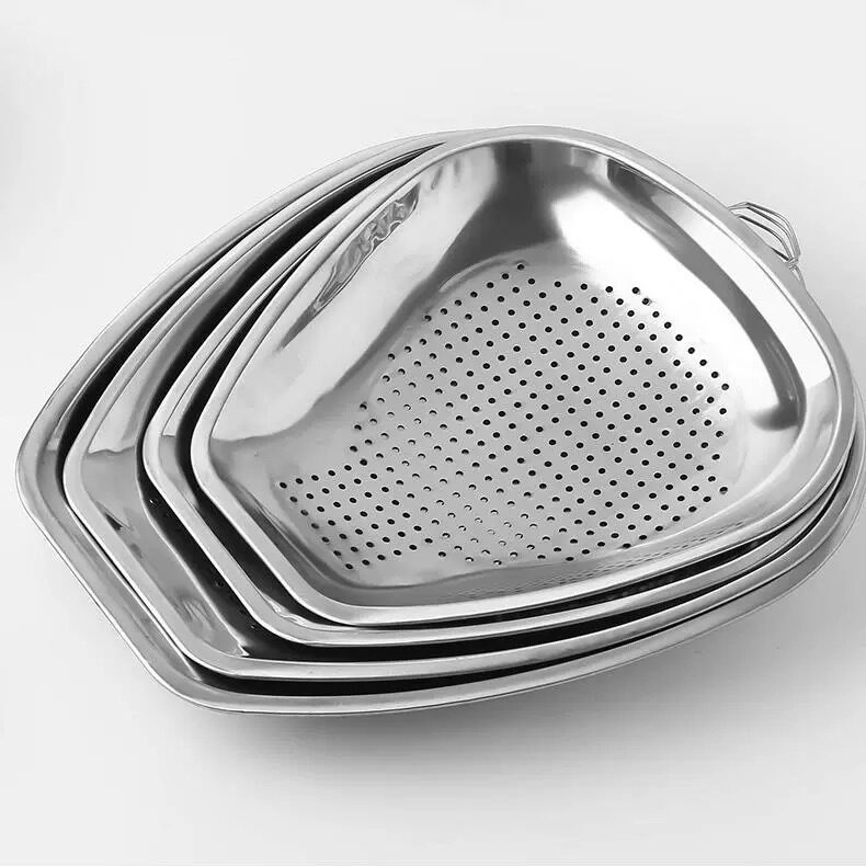 High-Quality Stainless Steel Colander, Non-Magnetic, Household Fruit and Vegetable Draining Basket, Multi-Purpose for Washing and Drying Vegetables, Large Kitchen with Fine Holes