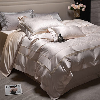 High-end light luxury 100 Xinjiang long staple cotton four-piece cotton yarn-dyed jacquard high-grade bed sheet quilt cover