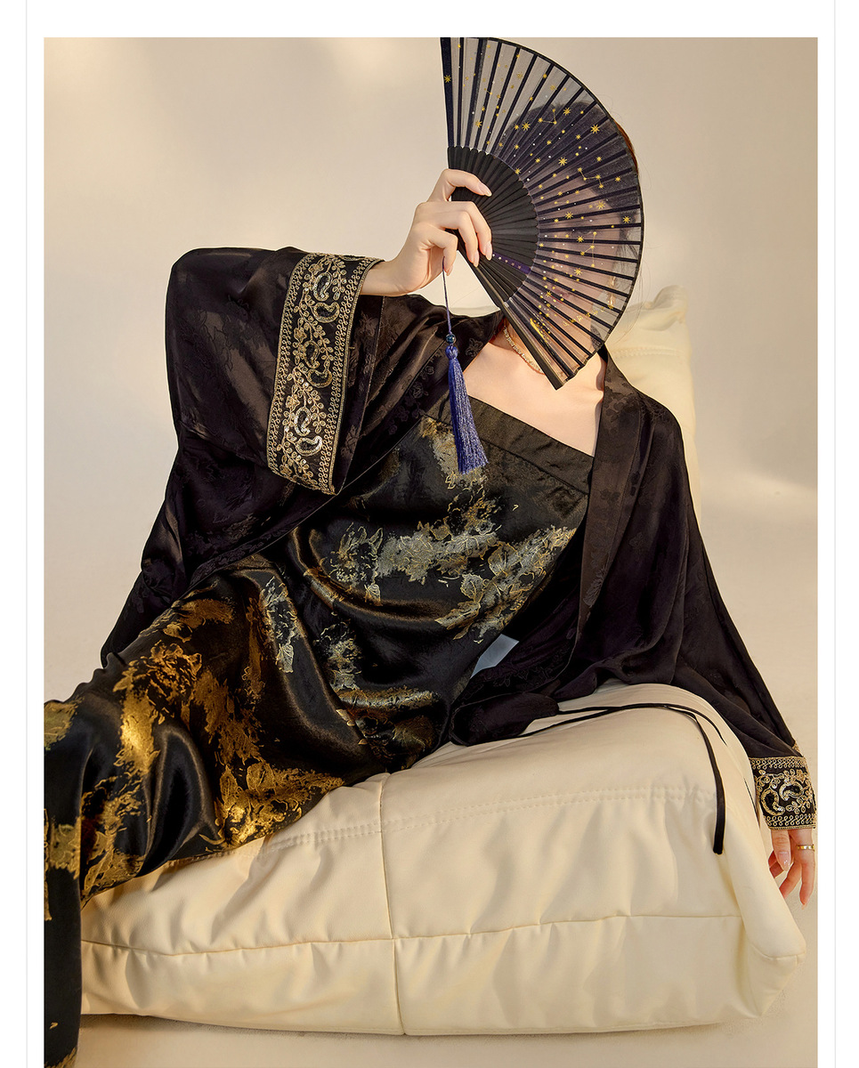 Set áo sơ mi dệt hoa in họa tiết kèm váy yếm dáng dài nữ tính — Áo khoác Jacquard (giao hàng trong 7 ngày), Áo khoác Jacquard (giao hàng trong ngày), Váy yếm (giao hàng trong 7 ngày), Váy yếm (giao ngay trong ngày)