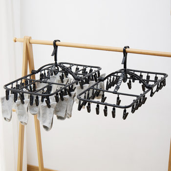 Foldable Clothes Drying Rack New Multi-Clip Multi-Functional Clothes Hanger Socks Drying Rack Balcony Intimates Hanging Sock Rack