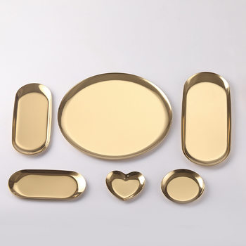 Nordic Jewelry Tray Stainless Steel Small Tray Oval Display Storage Tea Accessories Metal Tableware Dish Plate