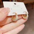 No. 4 white-micro inlay oil ear buckle (thick real gold plating)