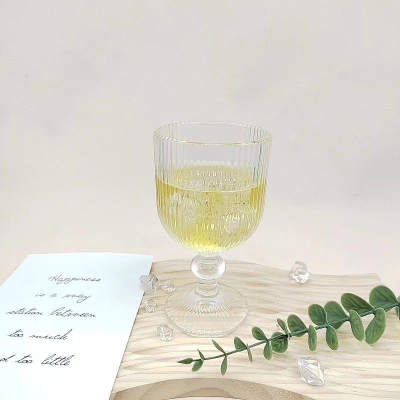 European-style retro ins style vertical pattern goblet wine glass champagne glass high-looking glass retro goblet series