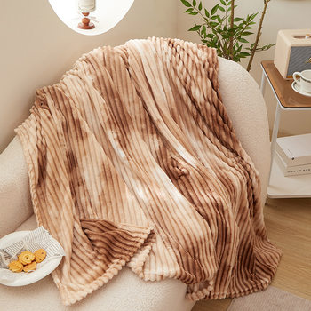 Cross-Border Foreign Trade Tie-Dye Rabbit Fur Striped Warm Thickened Blanket Blanket Blanket Printed Four-Season Sofa Blanket