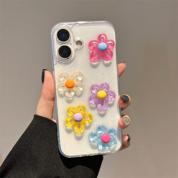 Ins Stereo Flowers Suitable for Apple 17Air Mobile Phone Case Iphone16Promax Protective Cover 14 Drops of Glue 12/8