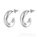 Irregular C- shaped earrings steel color MS-018